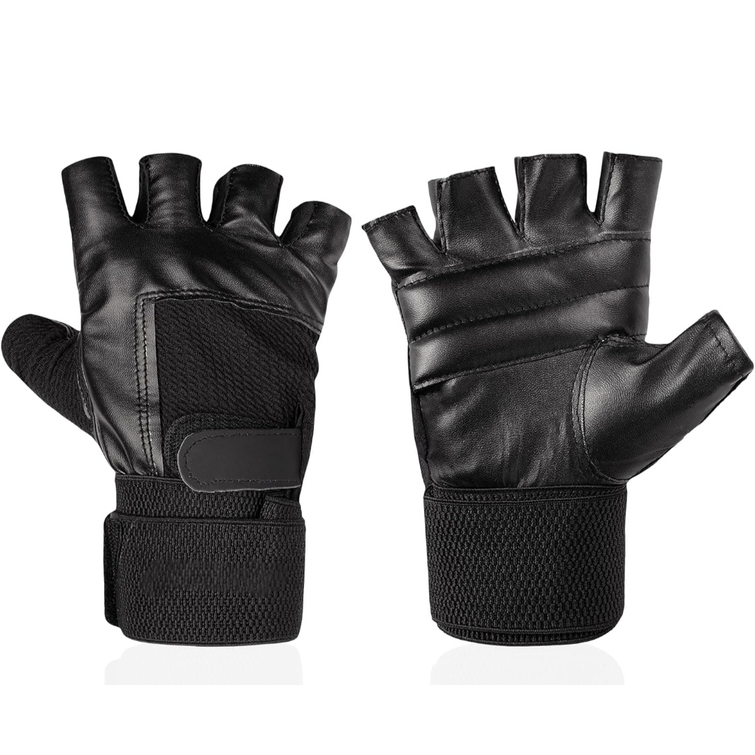 LEATHER GYM GLOVE WITH WRIST SUPPORTER ( Men | Women )