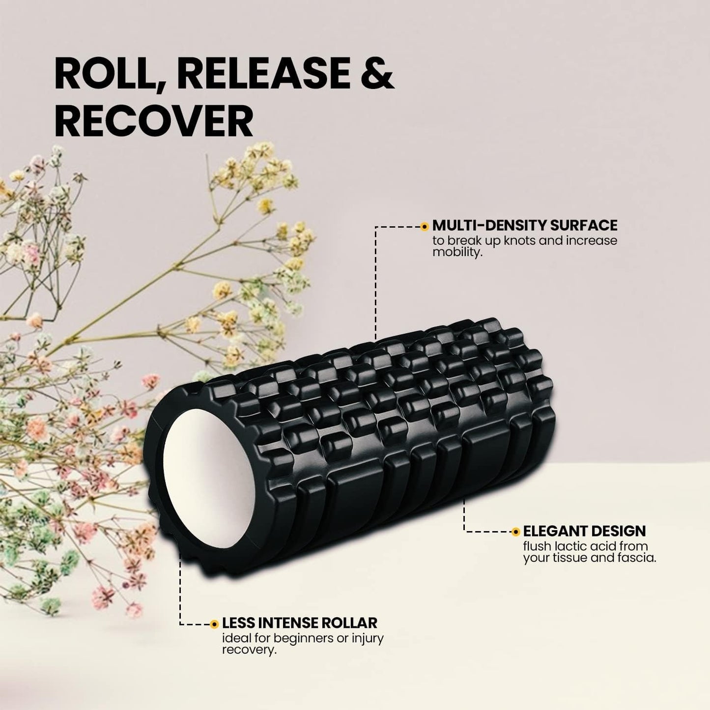 FOAM ROLLER FOR EXERCISE ( BACK / LEG / KNEE PAIN , Color May vary due to availability )