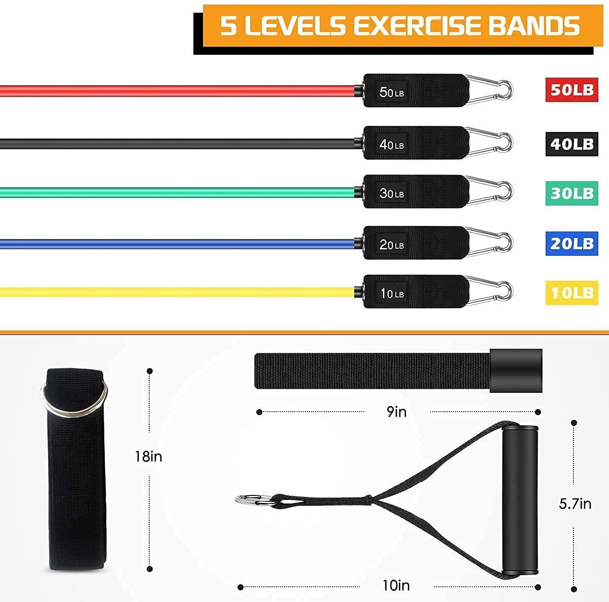 RESISTANCE TUBE SET - ( 11 PCS SET )