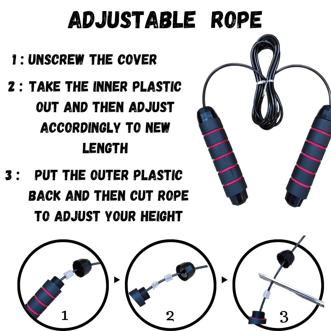 SKIPPING ROPE DOUBLE FOAM HANDLE WITH ADJUSTABLE LENGTH