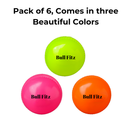 BULL FITZ Cricket Wind Ball (Pack of 6) - Made in India Smooth Cricket Synthetic Ball