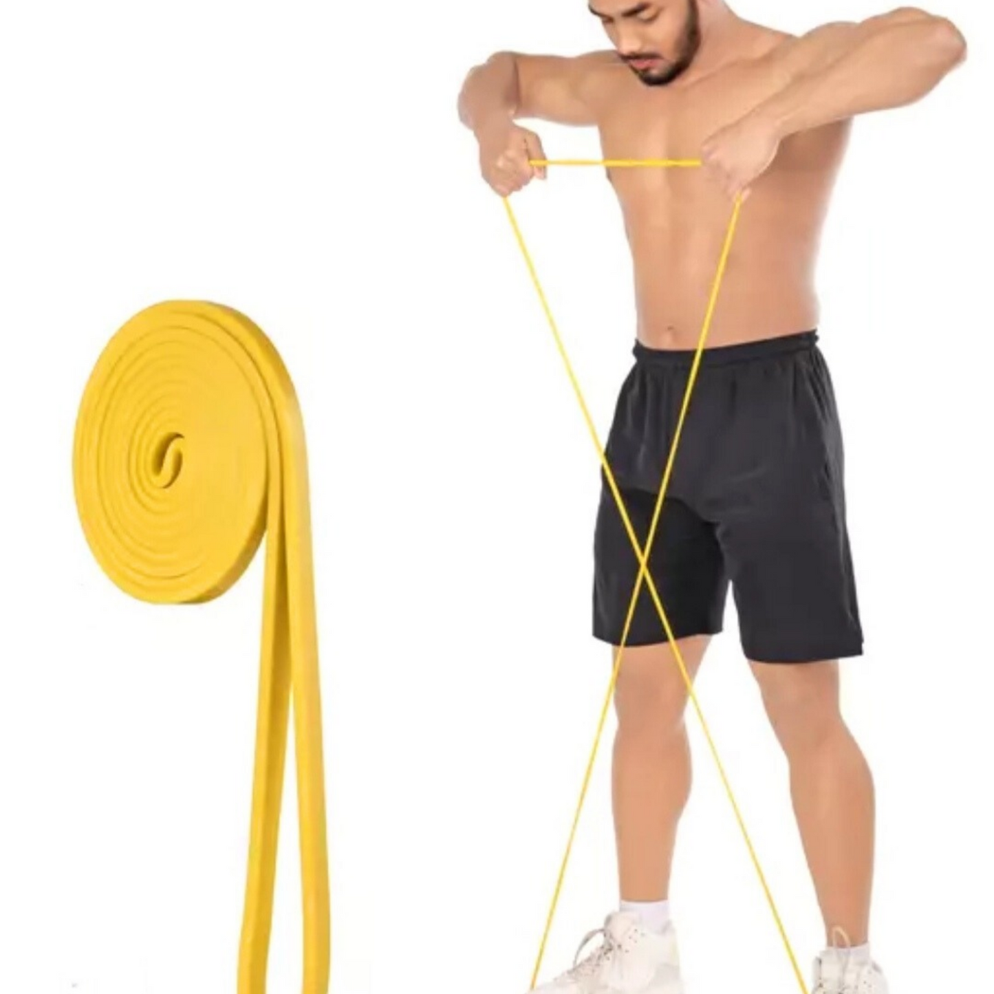 BULL FITZ HEAVY RESISTANCE BAND FOR GYM , STRETCHING , HOME WORKOUT MEN | WOMEN ( YELLOW 3-7 KG )