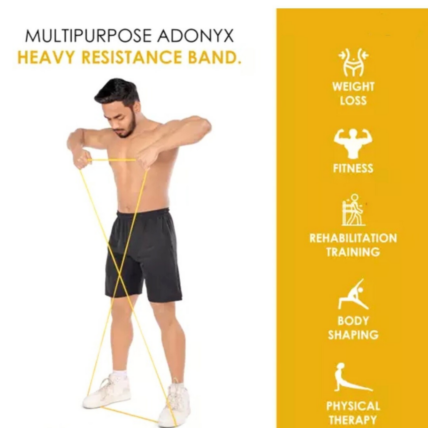 BULL FITZ HEAVY RESISTANCE BAND FOR GYM , STRETCHING , HOME WORKOUT MEN | WOMEN ( YELLOW 3-7 KG )