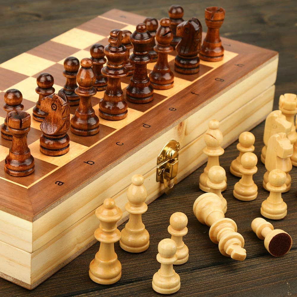 BULL FITZ 12"X 12" Wooden Folding Chess Set with 32 Wooden Pieces | Home/School/College/Tournament Chess Board- Handcrafted Wood Quality